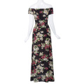 Kate Kasin Mujeres Atractivas Patrón Floral manga corta de hombro frente Split traje de mono KK000709-1